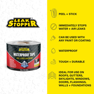 LEAK STOPPER Rubber Flexx Waterproofing & Seam Tape, White, 1 Pack