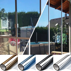 Heat Insulation Solar Window Privacy Film - Blackout Glass Sticker for Home, Self-Adhesive Vinyl Mirror Reflective Window Tint