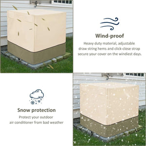 Air Conditioner Cover for outside Units-Durable AC Cover Water Resistant Fabric Windproof Design -Square Fits up to 24*24*30 Inches
