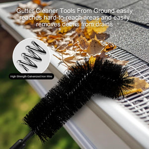 Gutter Cleaning Brush Adjutable Roofing Guard Cleaning Tool with Extension Pole