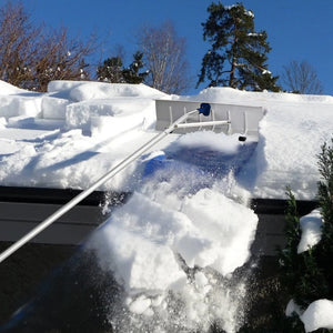 20Ft Aluminum Snow Rake with 26 Inch Blade, 5 Extension Tubes & Anti-Skid Handle