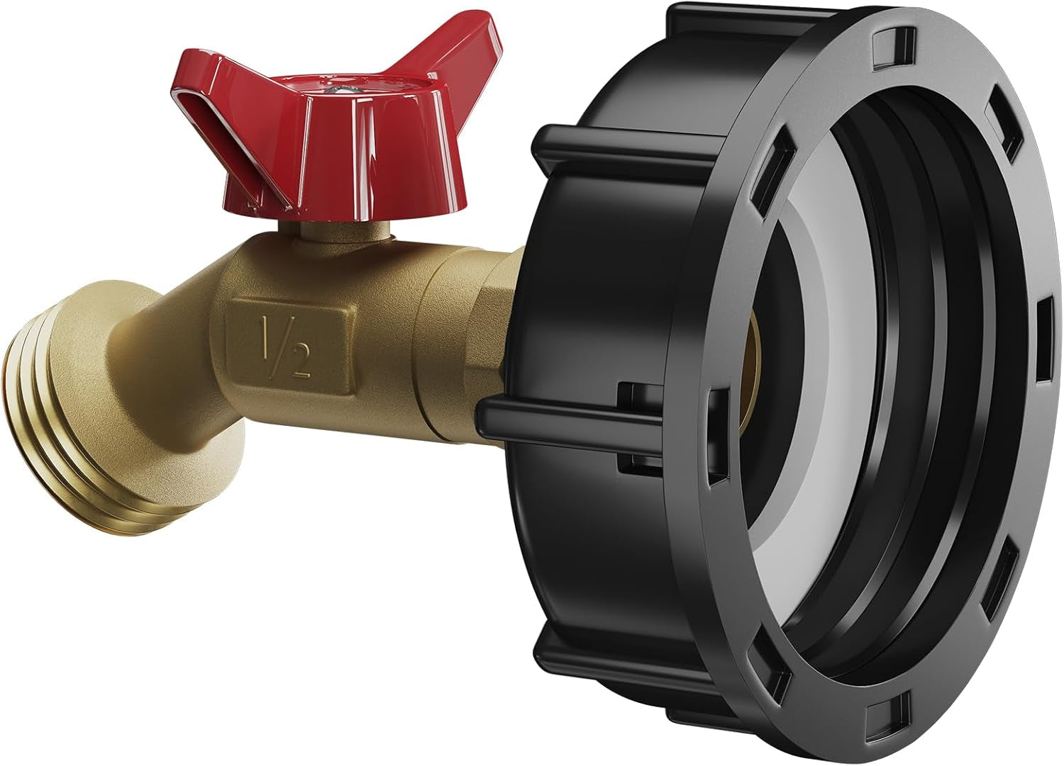 IBC Tote Adapter - 275 330 Gallon Water Tank Adapter with 2.36" Coarse Thread, IBC Tote Fittings, IBC Tote to Garden Hose Adapter with Lead-Free Brass Faucet, Water Tote Hose Adaptor for Garden Hose