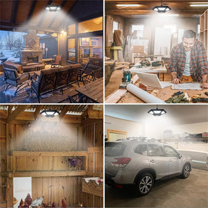 Solar Shed Lights, Solar Pendant Light Indoor Outdoor, 50000 LM Solar Indoor Lights Motion Sensor with Remote Control for Shed Barn Gazebo Garage Home