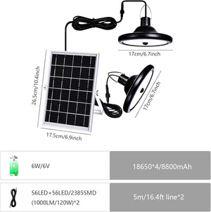 Solar Pendant Light Motion Sensor LED Solar Shed Light, Dimmable Solar Lights Outdoor Indoor IP65 Waterproof with Remote Control 16.4Ft Cord, for Shed, Yard, Patio, Barn, Garage, 3000K