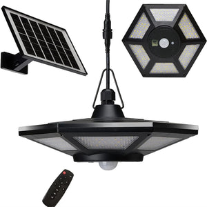 Solar Shed Lights, Solar Pendant Light Indoor Outdoor, 50000 LM Solar Indoor Lights Motion Sensor with Remote Control for Shed Barn Gazebo Garage Home