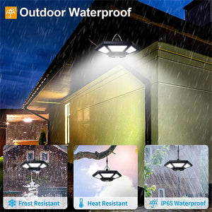 Solar Shed Lights, Solar Pendant Light Indoor Outdoor, 50000 LM Solar Indoor Lights Motion Sensor with Remote Control for Shed Barn Gazebo Garage Home