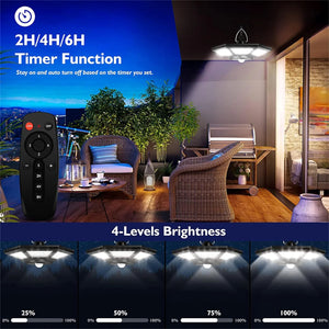 Solar Shed Lights, Solar Pendant Light Indoor Outdoor, 50000 LM Solar Indoor Lights Motion Sensor with Remote Control for Shed Barn Gazebo Garage Home