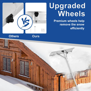 20Ft Aluminum Snow Rake with 26 Inch Blade, 5 Extension Tubes & Anti-Skid Handle