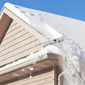 20Ft Aluminum Snow Rake with 26 Inch Blade, 5 Extension Tubes & Anti-Skid Handle