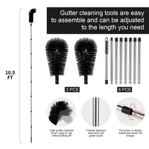 Gutter Cleaning Brush Adjutable Roofing Guard Cleaning Tool with Extension Pole